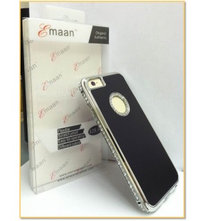EMAAN - Luxury Diamond Crystal Rhinestone Bling Hard Case Cover For Apple iPhone 6 4.7" - BLACK & SILVER COLOR